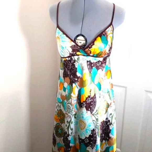 City Triangles | Dresses | City Triangle Sz 7 Boho Halter Maxi Dress Multi  Colored Tealbrownsgold